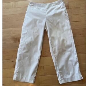 Talbots Petites White Stretch Cotton Side Zip Cropped Straight Leg Pants‎  10P